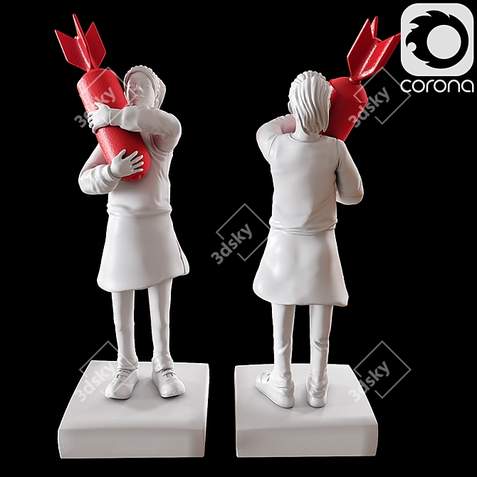 Banksy Girl with Bomb Figurine 3D model image 2