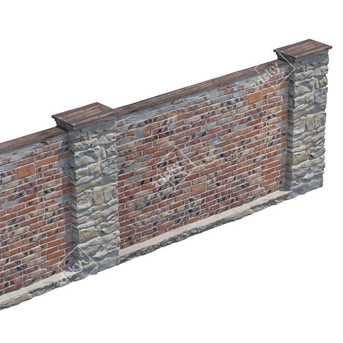 Modular 3D Brick Fence Kit 3D model image 6