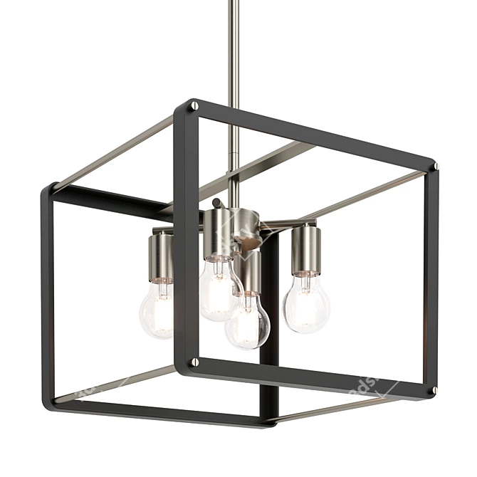 Modern Square Pendant Light Brushed Nickel 3D model image 3