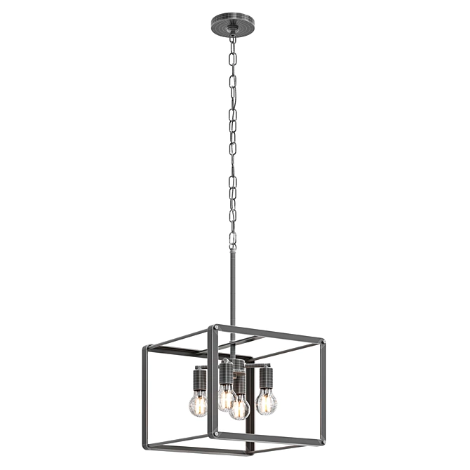 Modern Square Pendant Light Brushed Nickel 3D model image 5