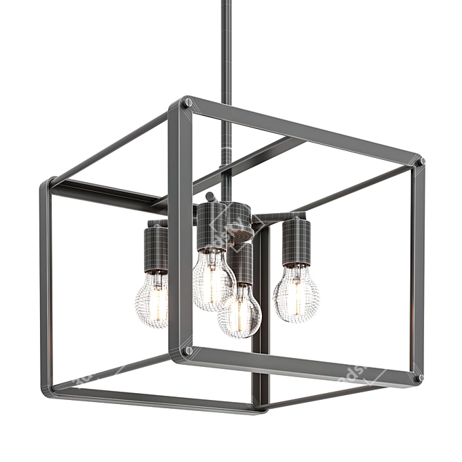 Modern Square Pendant Light Brushed Nickel 3D model image 1