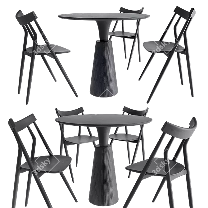  Elegant Modern Table & Chair 3D model image 1