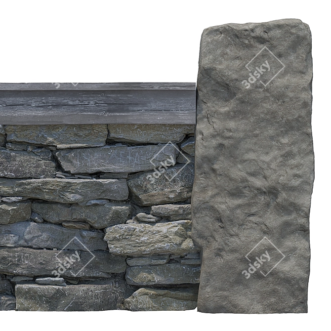 Stone Fence Kit - Detailed 3D Model 3D model image 4