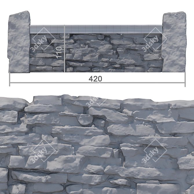 Stone Fence Kit - Detailed 3D Model 3D model image 6