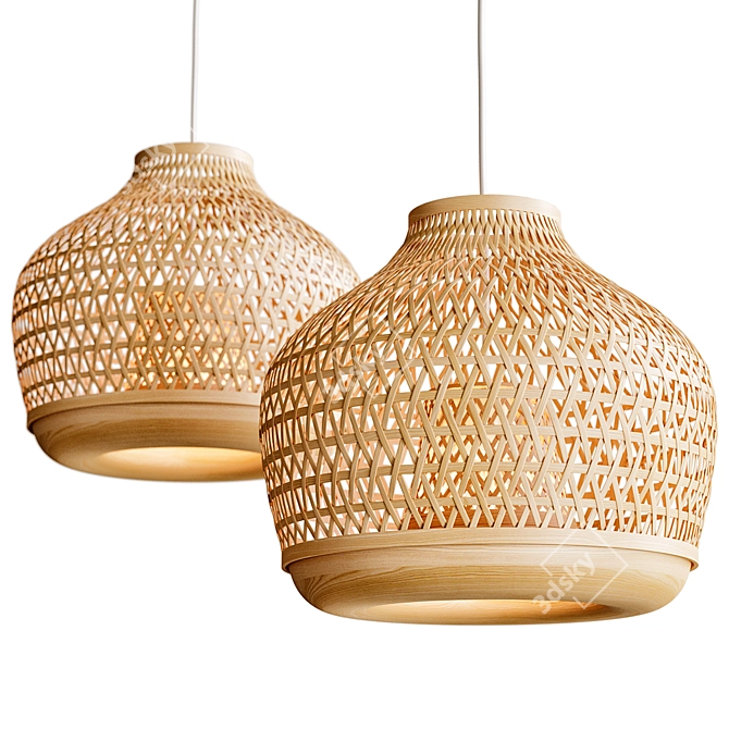 Bamboo Pendant Lamp Handmade Ø45 3D model image 1