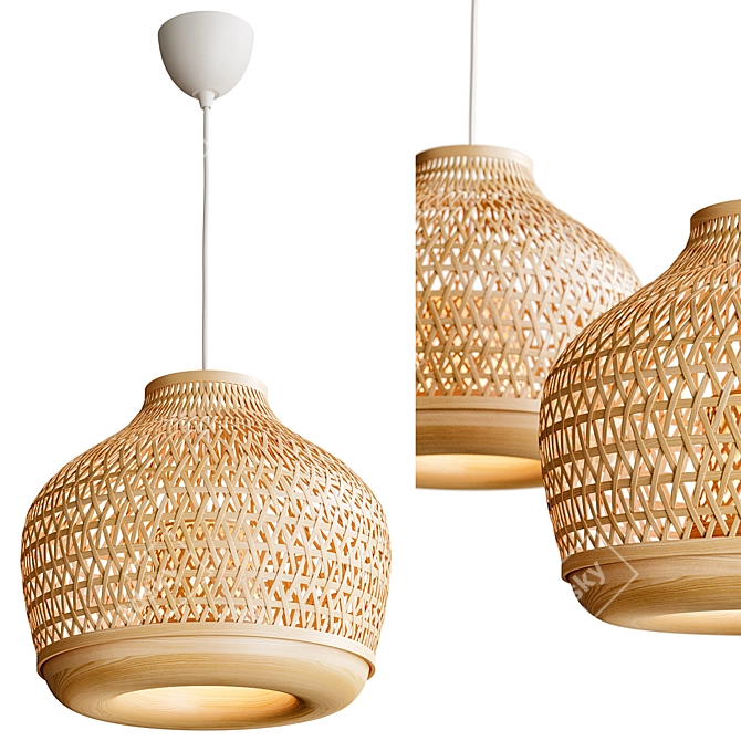 Bamboo Pendant Lamp Handmade Ø45 3D model image 2
