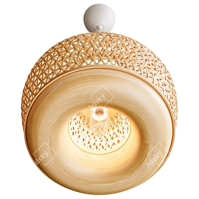 Bamboo Pendant Lamp Handmade Ø45 3D model image 3