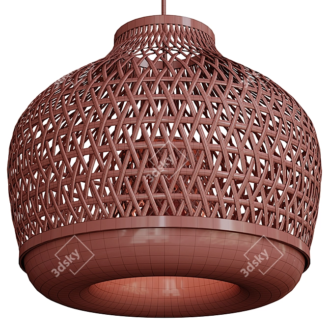 Bamboo Pendant Lamp Handmade Ø45 3D model image 5