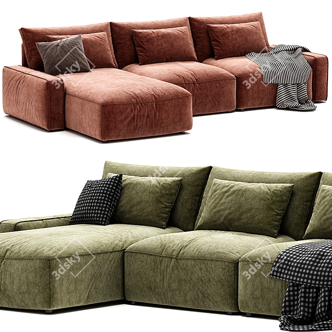 Modern Zion Leather Sectional Sofa 3D model image 1