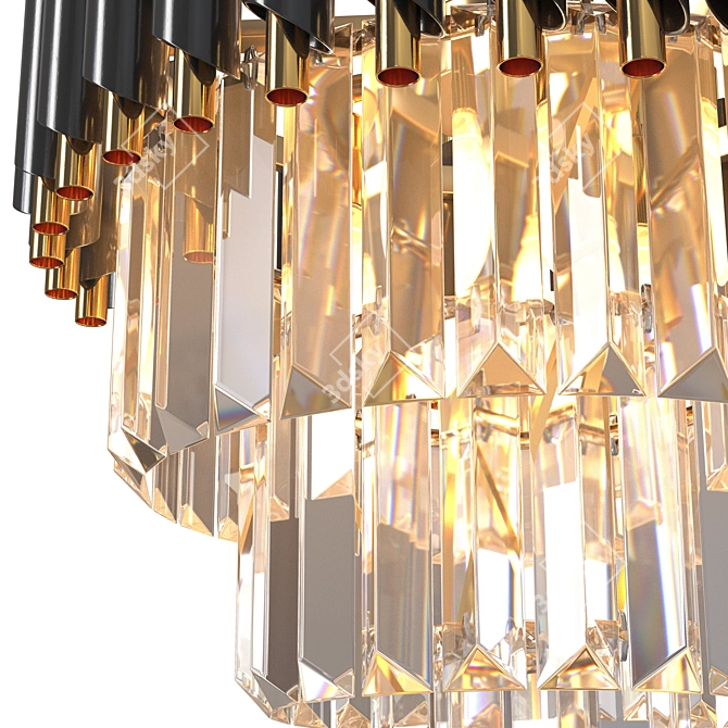 Modern Black Gold Crystal Chandelier 3D model image 5