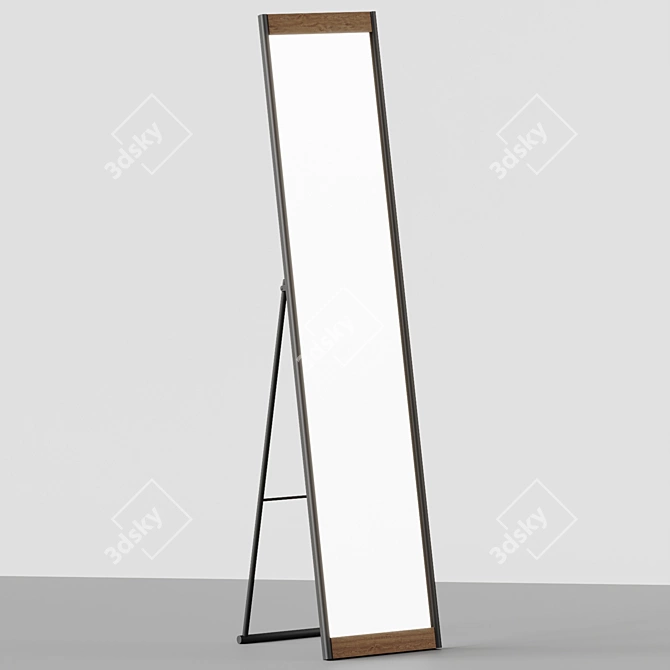 Mid-Century Modern Black Floor Mirror 3D model image 2