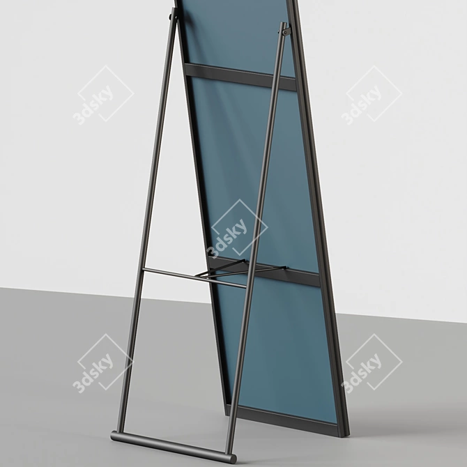 Mid-Century Modern Black Floor Mirror 3D model image 4