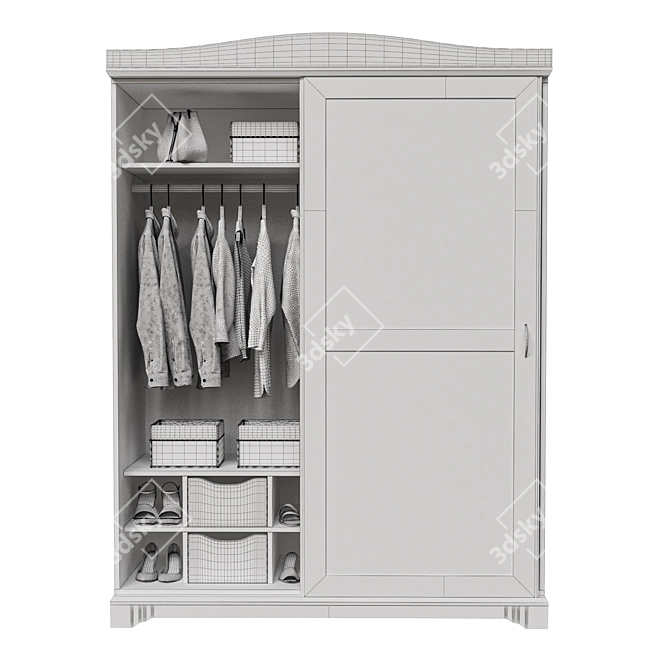 Cilek Flora Wardrobe with Clothes 3D model image 4