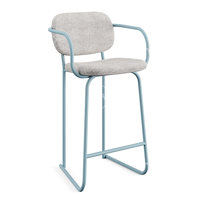 Sleek Ergonomic Sled Bar Stool 3D model image 2