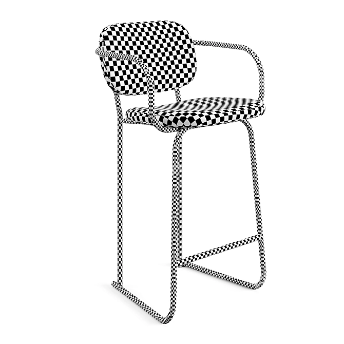 Sleek Ergonomic Sled Bar Stool 3D model image 7