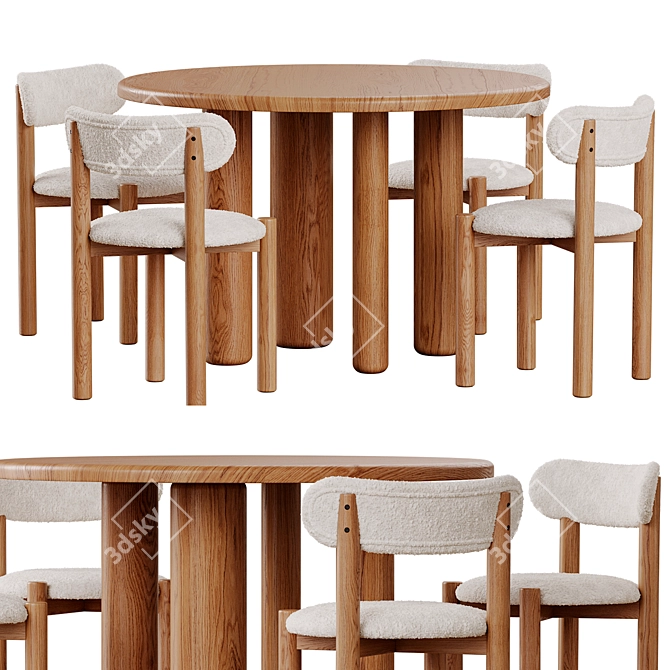 Scandi Dining Set Kave Home 3D model image 1