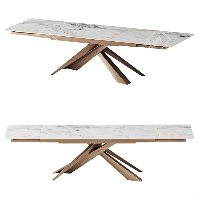 Esmeralda Folding Table with Ceramic Tabletop 3D model image 2