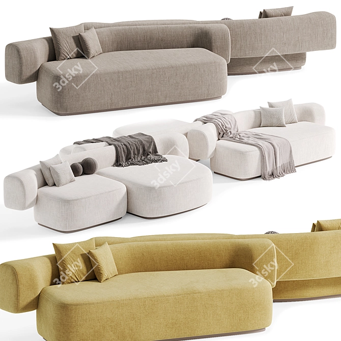 Modern Modular Fabric Sofa La Cividina 3D model image 4