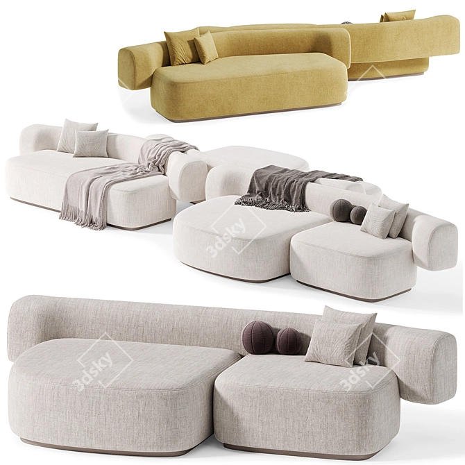 Modern Modular Fabric Sofa La Cividina 3D model image 5