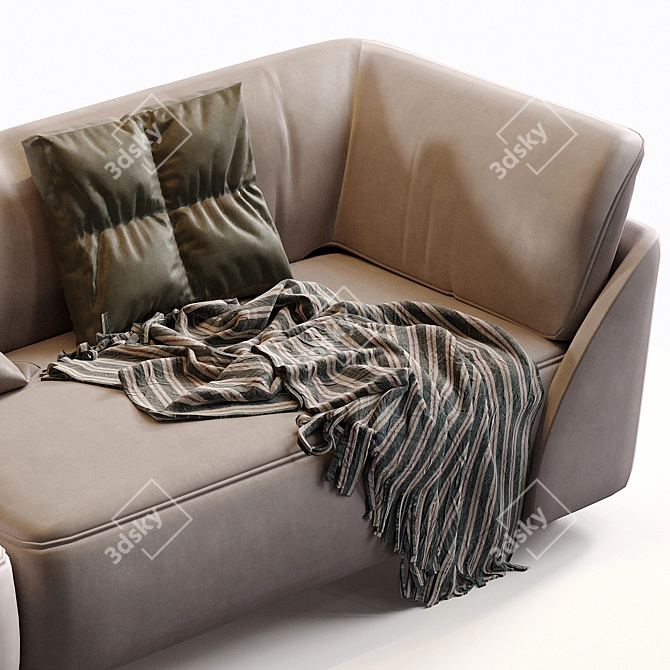  Genuine Leather Flared Arm Sofa 3D model image 3