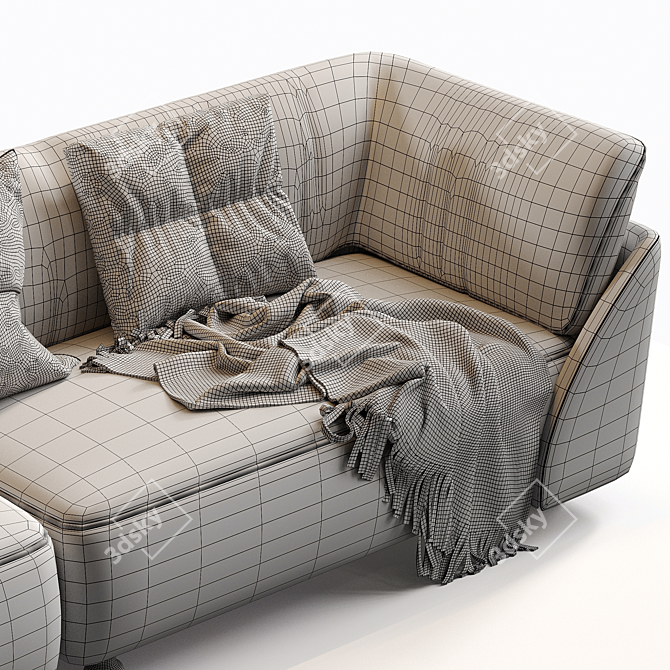  Genuine Leather Flared Arm Sofa 3D model image 6