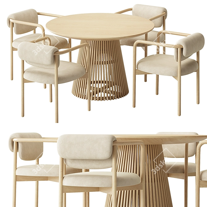 Elegant Joli Chair and Jeanette Table 3D model image 1