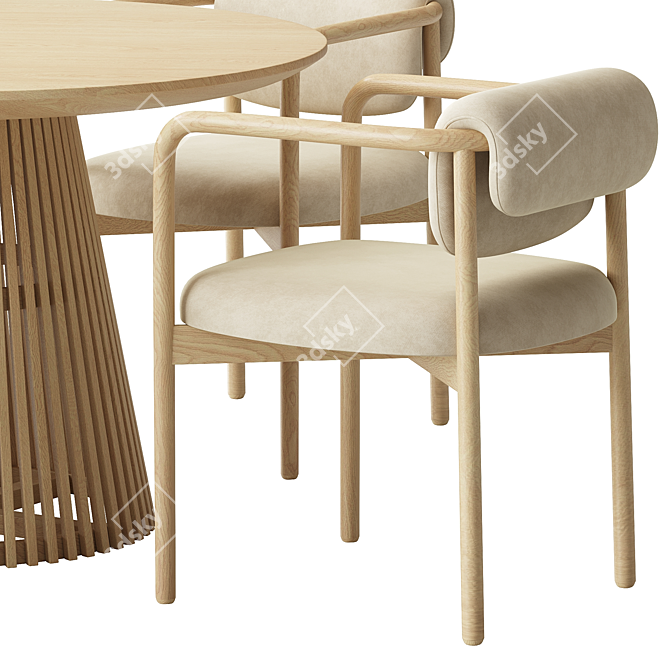 Elegant Joli Chair and Jeanette Table 3D model image 2