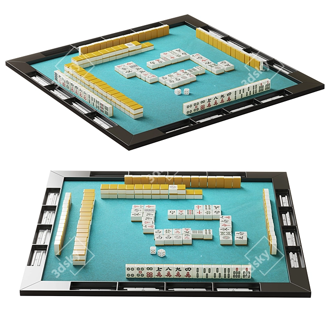Complete Mahjong Gaming Set 3D model image 2