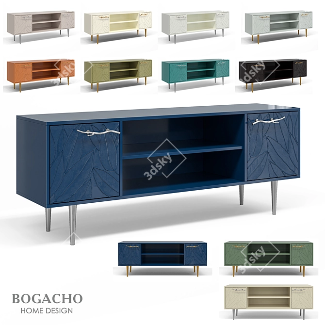 Elegant TV Stand Gold/Silver 3D model image 1