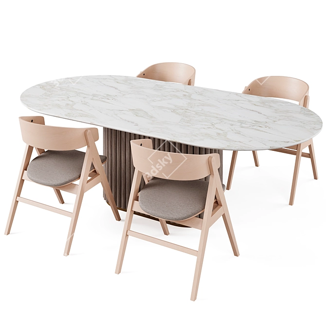  Modern Dining Set with Waterton Armchair 3D model image 5