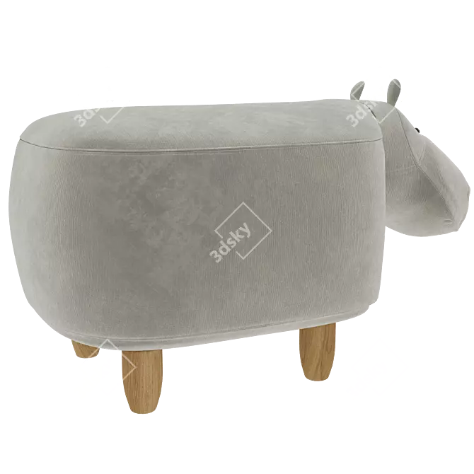 Cute Hippo Kids Ottoman 3D model image 3