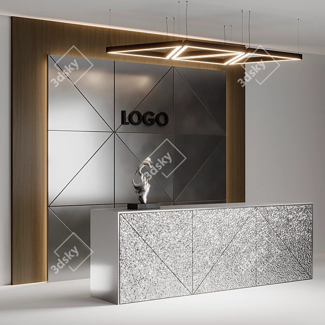 Sleek Reception Desk - Modern 3D model image 2