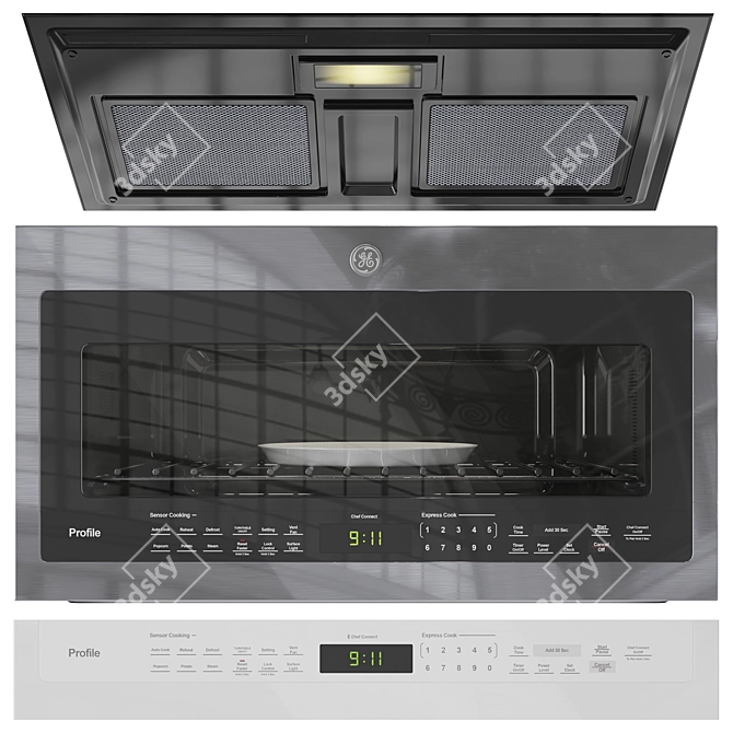 GE Microwave Set 01 - Four Model Kitchen Set 3D model image 1