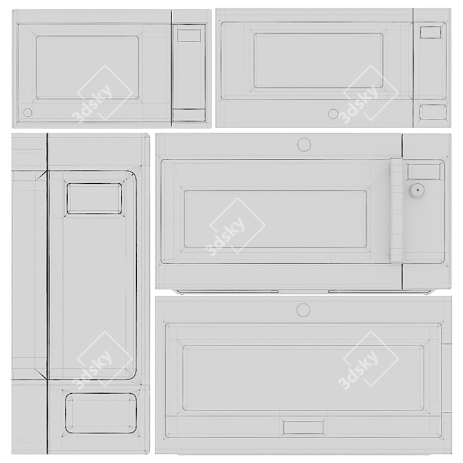 GE Microwave Set 01 - Four Model Kitchen Set 3D model image 3