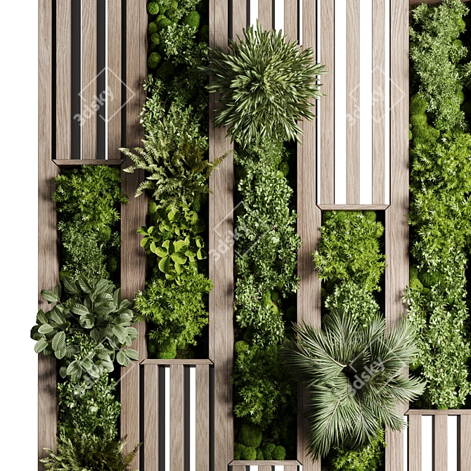 Rustic Wood Moss Wall Decor 3D model image 5