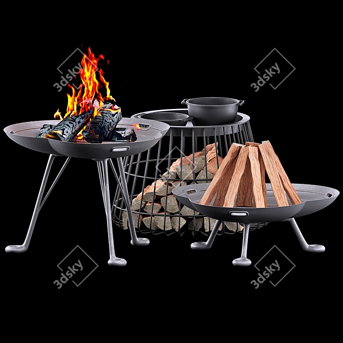 Elegant Lotus Firepit Design 3D model image 4