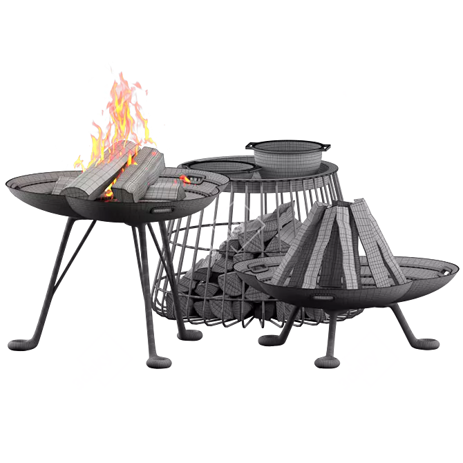 Elegant Lotus Firepit Design 3D model image 6