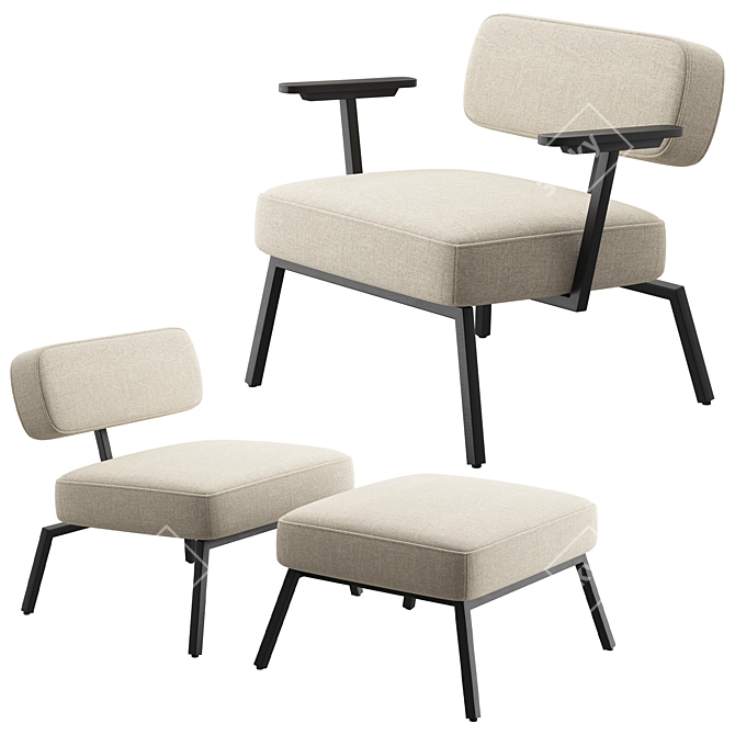 Ode Lounge Chair Set: Modern Elegance 3D model image 1