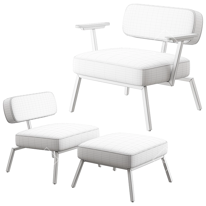 Ode Lounge Chair Set: Modern Elegance 3D model image 7