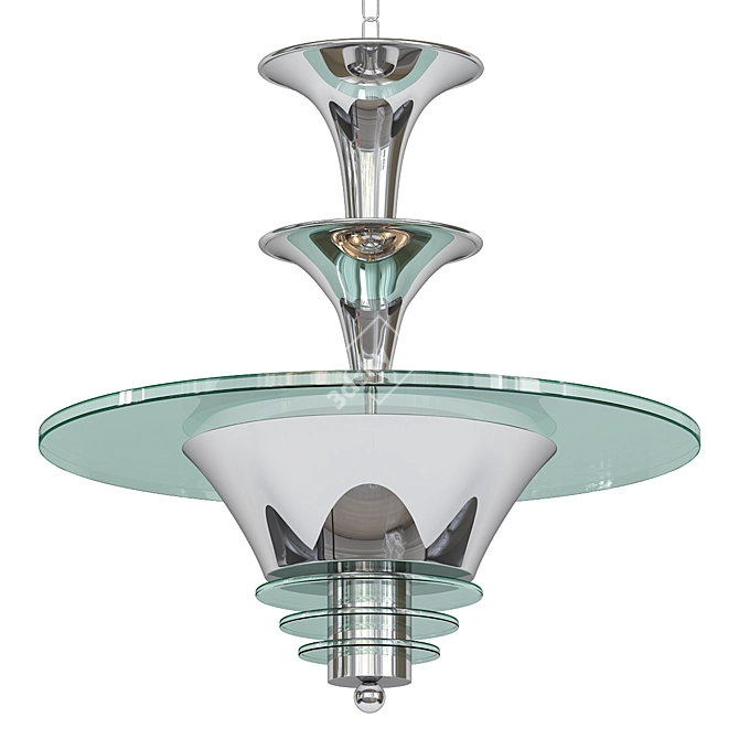 French Modernist Chandelier 1930 3D model image 1