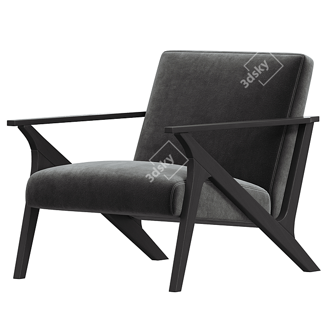  Modern Gray Ride Accent Chair 3D model image 2