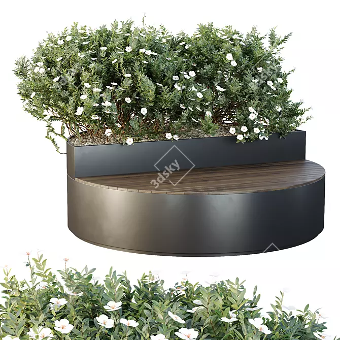 Modern Green Plant Bench Set 3D model image 2