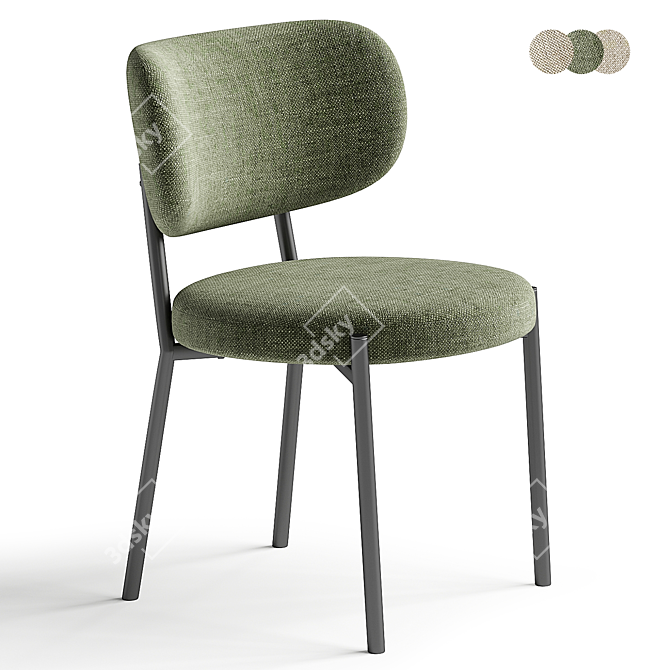 Elegant Taupe Fabric Dining Chair 3D model image 3