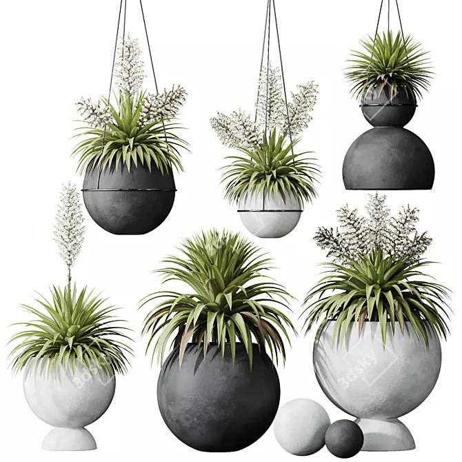 Yucca Plant Vase Set Outdoor 3D model image 1