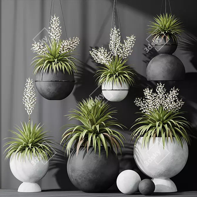 Yucca Plant Vase Set Outdoor 3D model image 2