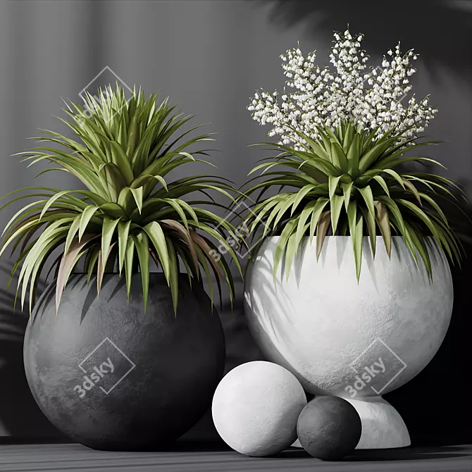 Yucca Plant Vase Set Outdoor 3D model image 4