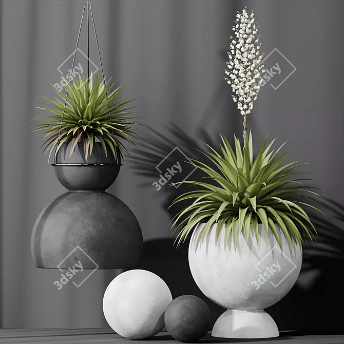 Yucca Plant Vase Set Outdoor 3D model image 5