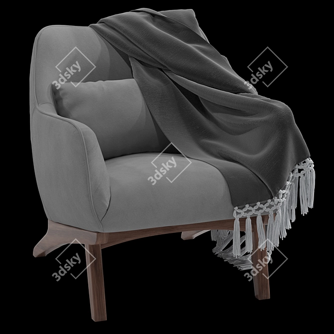 Cozy Chair with Throw 3D model image 4