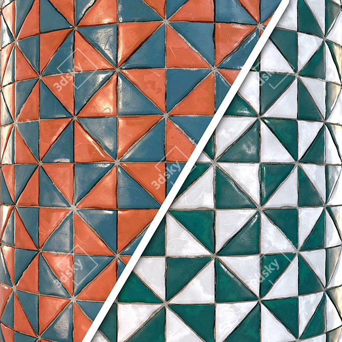 Checkerboard Tile PBR Texture Set 3D model image 2