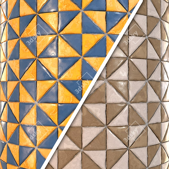 Checkerboard Tile PBR Texture Set 3D model image 3
